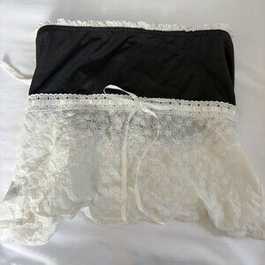 Black and white strapless lace top